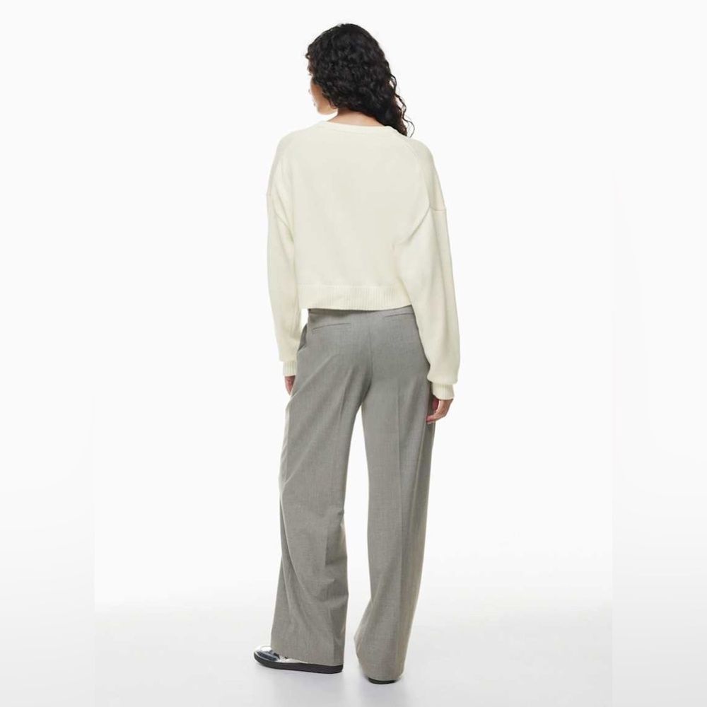 Aritzia Sunday Best Peggy Cropped Knitted White Sweater Sz S cotton cashmere - Picture 5 of 16